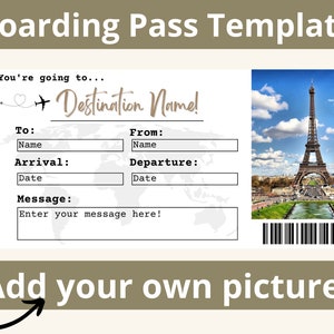 Boarding Pass Template. Boarding Ticket Template. Surprise Boarding Pass. Airline Ticket. Airplane Ticket. Travel Voucher. Printable