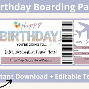 Bordkarte Geburtstag. Bordkarte Vorlage. Geburtstags-Bordkarte. Überraschung Urlaub zum Ausdrucken. Überraschungsreise. Überraschungsreise.