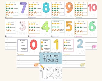 Foglio di lavoro per il tracciamento dei numeri. Fogli di lavoro per tracciare i numeri. Tracciare i numeri 1-10 per la scuola materna. Tracciare fogli di lavoro. Imparare i numeri. Stampabile