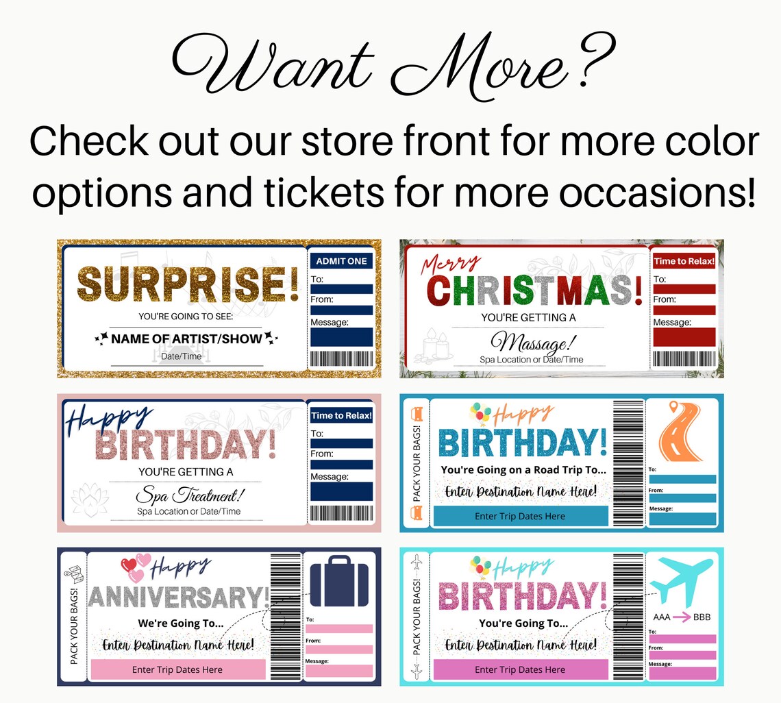 Boarding Pass Template. Surprise Vacation Printable. Surprise - Etsy