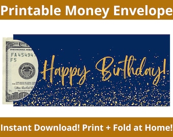 Birthday Money Holder Printable, Cash Envelope Template, Money Gift Envelope Pouch, Birthday Cash Gift Sleeve, Instant Download PDF