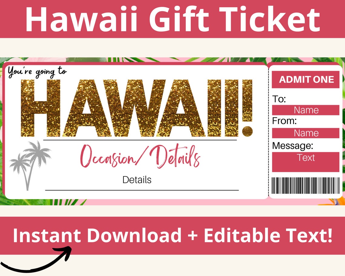 Hawaii Ticket. Hawaii Boarding Pass. Hawaii Trip Ticket. Etsy