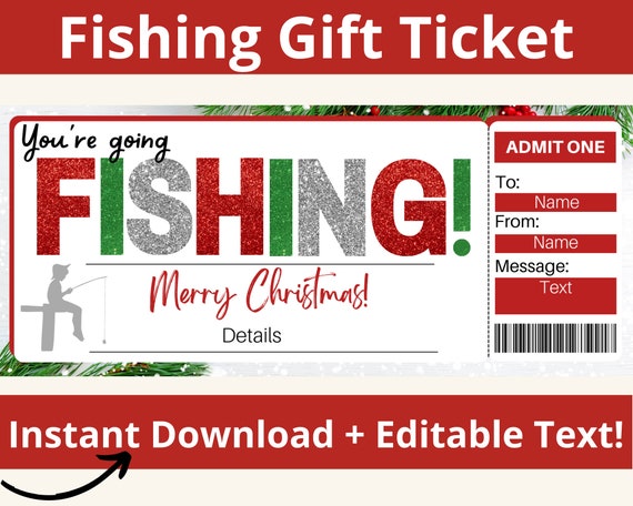 Christmas Fishing Trip Ticket. Fishing Gifts. Fishing Gifts for Him. Fishing  Gifts for Men. Fishing Dad and Sons. Printable Gift Ticket. 