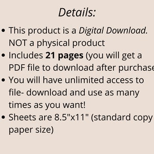 Peut inclure: Une page de d&eacute;tails de produit t&eacute;l&eacute;chargeable num&eacute;riquement avec des puces. Le produit comprend 21 pages et est un fichier PDF. Le produit est disponible en t&eacute;l&eacute;chargement illimit&eacute; et mesure 8,5 pouces par 11 pouces.