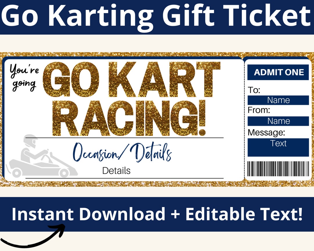 Go Kart Ticket. Go Karting Gift Certificate. Go Kart Racing Etsy