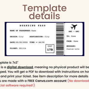 Boarding Pass Template. Boarding Ticket Template. Surprise Boarding Pass. Airline Ticket. Airplane Ticket. Travel Voucher. Printable image 2