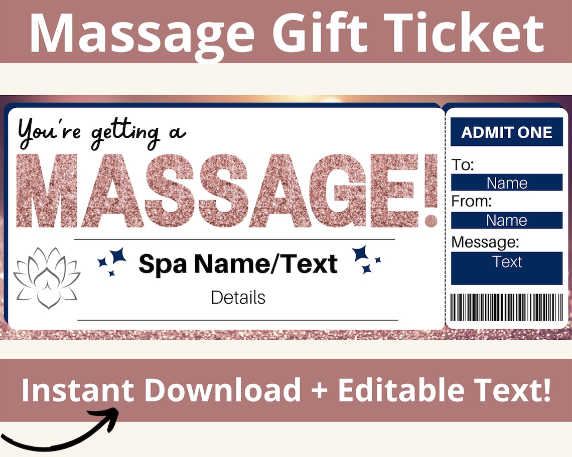 Massage Gift Certificate. Massage Ticket. Massage Coupon. Etsy