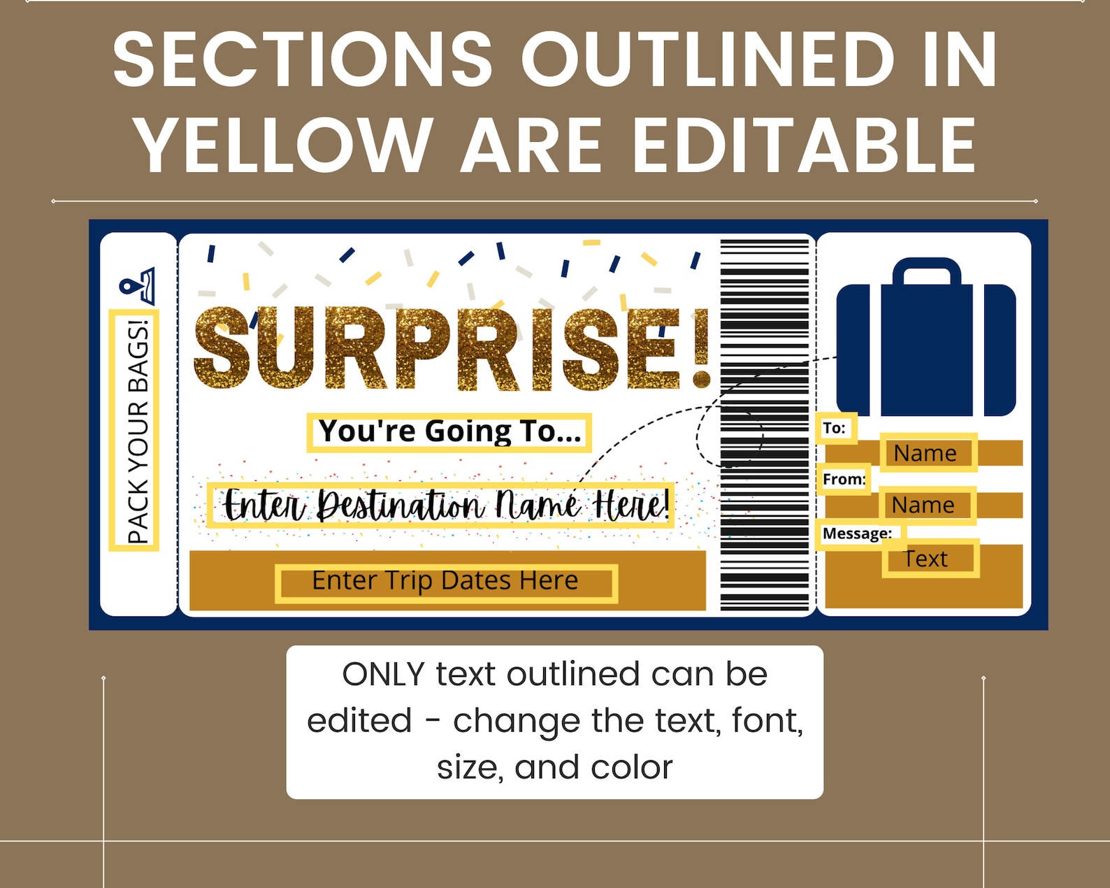 Boarding Pass Template. Surprise Vacation Printable. Surprise Trip ...
