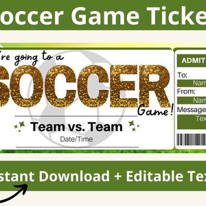 Soccer Game Ticket. Soccer Tickets. Soccer Ticket Invitation. Soccer Game Day. Soccer Gift Ideas. Soccer Gift for Men. Soccer Gift for Him