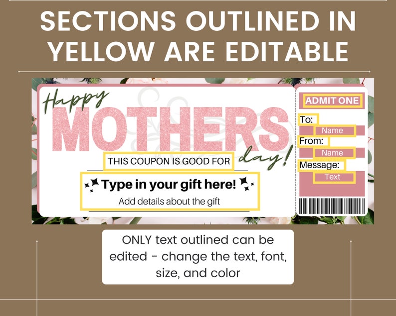 Mothers Day Coupon Printable. Mothers Day Ticket. Mothers Day Voucher. Mom Coupons. Coupon for Her. Coupon book for Mom. Mom gift card image 3