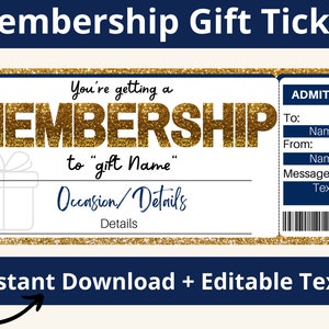 Plantilla de membresía. Certificado de membresía. Tarjeta de regalo de membresía. Ticket Regalo de Suscripción. Tarjeta de membresia. Imprimible. Editable