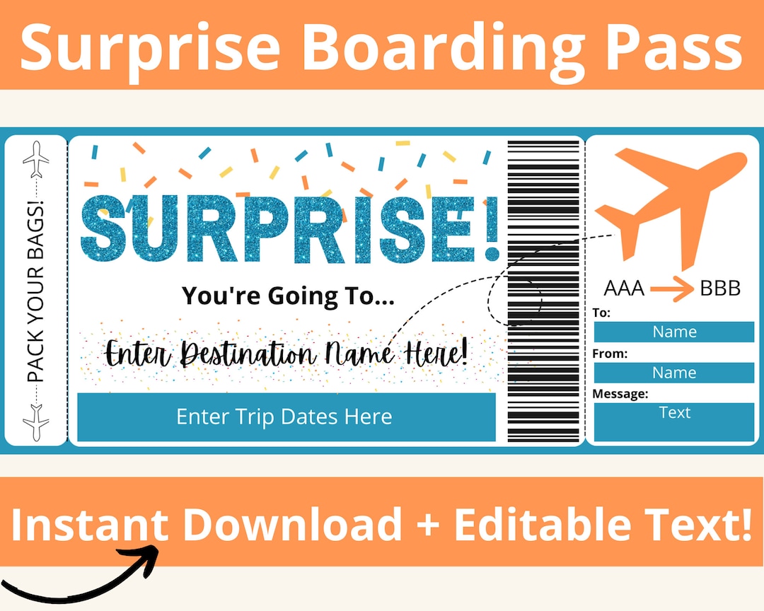 Boarding Pass Template Boarding Ticket Template Surprise Boarding Boarding Pass Template Boarding Ticket Template Surprise Boarding