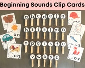 Beginning Sound Clip Cards Printable, Initial Sound Phonics Worksheet, Letter Sounds, Preschool Busy Binder, Instant Download
