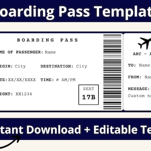 Modèle de carte d'embarquement. Modèle de billet d'embarquement. Carte d'embarquement surprise. Billet d'avion. Billet d'avion. Bon de voyage. Imprimable