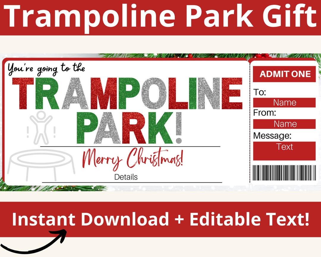 Trampoline Park Ticket. Trampoline Park Invitation. Trampoline Etsy