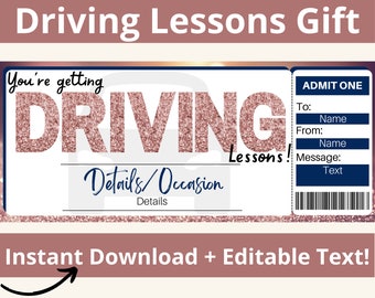 Driving Lesson Voucher. Driving Lessons. Driving License. Driving Practice. Driving Instructor. New driver. New Car Gift. Sweet 16 Gifts