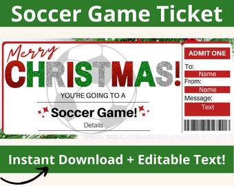 Christmas surprise soccer game ticket. Christmas Soccer Ticket. Soccer Game Ticket. Soccer Game Day. Soccer Gift Ideas. Soccer Game Day.