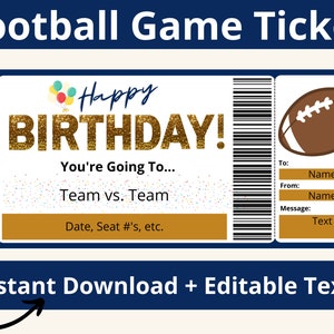Fußball Spiel Tickets. Fußball Spiel Ticket Vorlagen. Fußballticket Geburtstag. Sportveranstaltungsticket. Überraschungs-Fußballticket. Druckbar