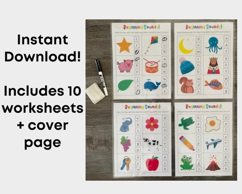 Beginning Sound Worksheet. Letter Sounds. Learning to Read. Preschool ...