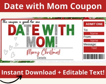 Kids Coupons. Kids Coupon Book. Date with Mom. Date Coupons for Kids. Gift for daughter. Gift for Son from Mom. Gift for Kid. Printable