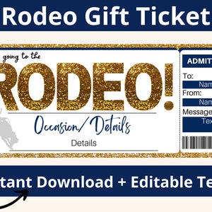 Rodeo Ticket Einladung. Rodeo Geschenke. Rodeo einladen. Rodeo Einladungsvorlage. Rodeo-Karte. Rodeo Gutschein. Rodeo Geschenkgutschein