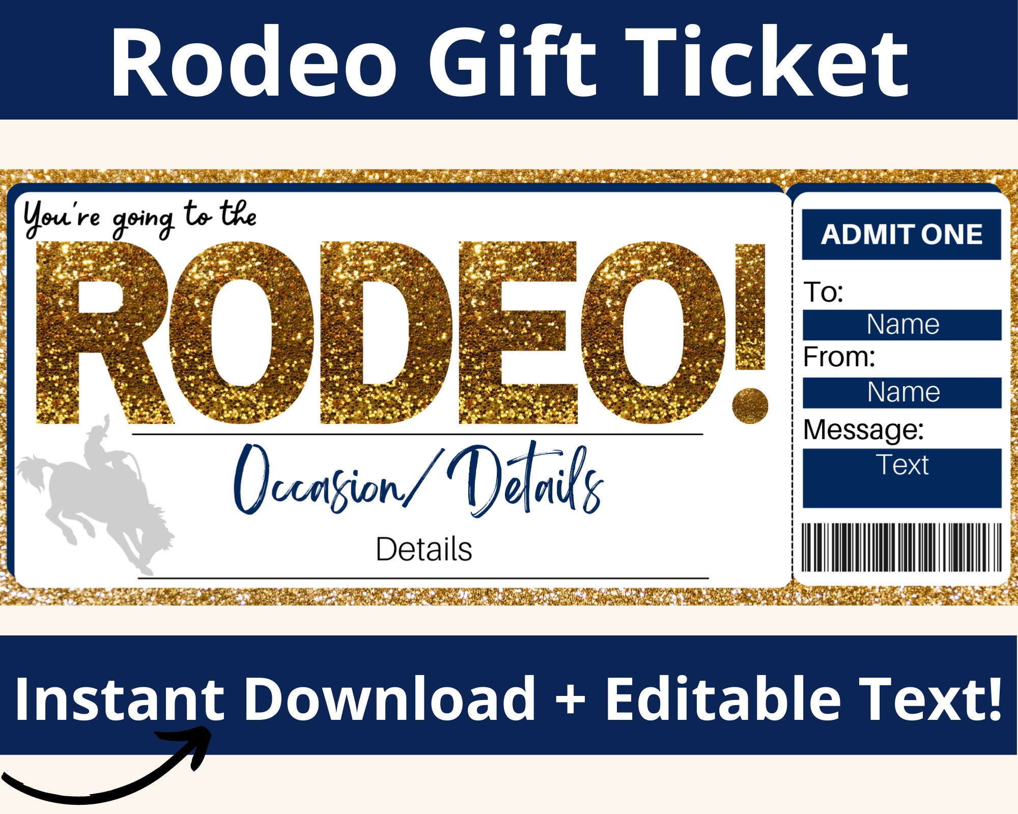 Rodeo Ticket Invitation. Rodeo Gifts. Rodeo Invite. Rodeo