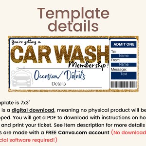 Car Wash Ticket Template. Car Wash Gift Tag. Car Wash Coupon. Car Wash ...