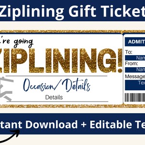 Invitación a tirolesa. Regalo de tirolesa. Boleto de tirolesa. Tarjeta de regalo de tirolesa. Certificado de regalo de tirolesa. Bono de tirolesa. Cupón de tirolesa