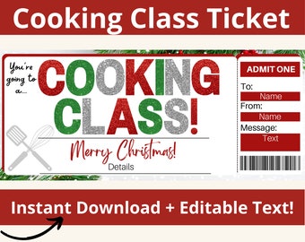 Cooking Class Ticket. Cooking Class Gift. Cooking Gifts. Cooking Class Coupon. Cooking Class Voucher. Printable. Editable. Experience Gift