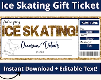 Buono regalo per pattinaggio sul ghiaccio, biglietto per pattinaggio sul ghiaccio stampabile, voucher per pattinaggio sul ghiaccio, carta regalo per lezioni di pattinaggio, regalo di Natale per pattinaggio, modificabile