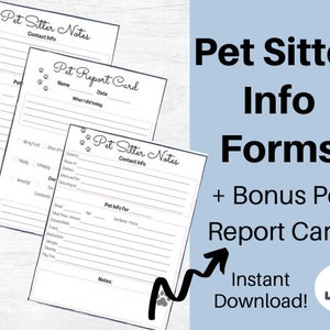 Formulario de cuidado de mascotas. Formularios de cuidado de mascotas. Notas del cuidador de perros. Boleta de calificaciones para perros. Boleta de calificaciones de mascotas. Hoja de informe de mascotas. Hoja de información sobre mascotas. Información de mascota