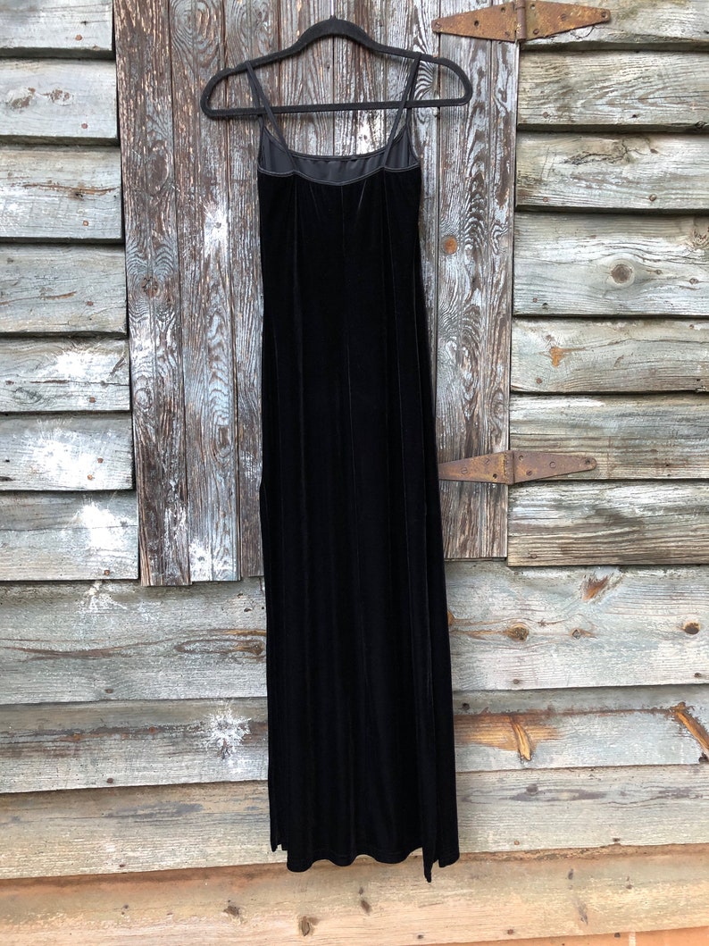 Vintage 90s Long Black Velvet Dress