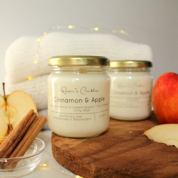 Cinnamon & Apple scented Candle | Hand Poured Candle | Natural Soy Wax | Vegan Candle