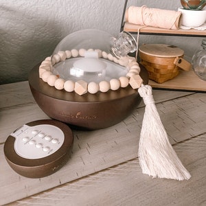 Bead Garland for the Mini Aria Diffuser, macrame tassel and bead decor, Young Living mini aria accessory, vase decor, essential oil charm