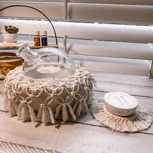 Macrame Aria diffuser cover and coaster bundle | diffuser skirt | coaster for remote | set | free shipping