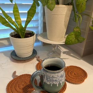 Cute crocheted pumpkin coasters - handmade coasters - boho pumpkins