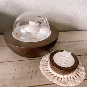 Macrame Coaster for Aria and mini aria diffusers. Young Living aria diffuser accessories. Macrame coaster.