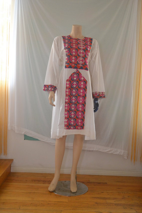 Cotton Afghani Dress with Vibrant Embroidery