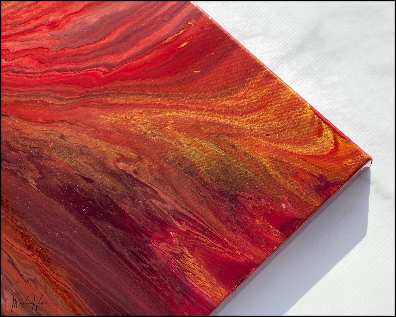 Red and Gold Abstract Painting Modern Original Art Medium Etsy