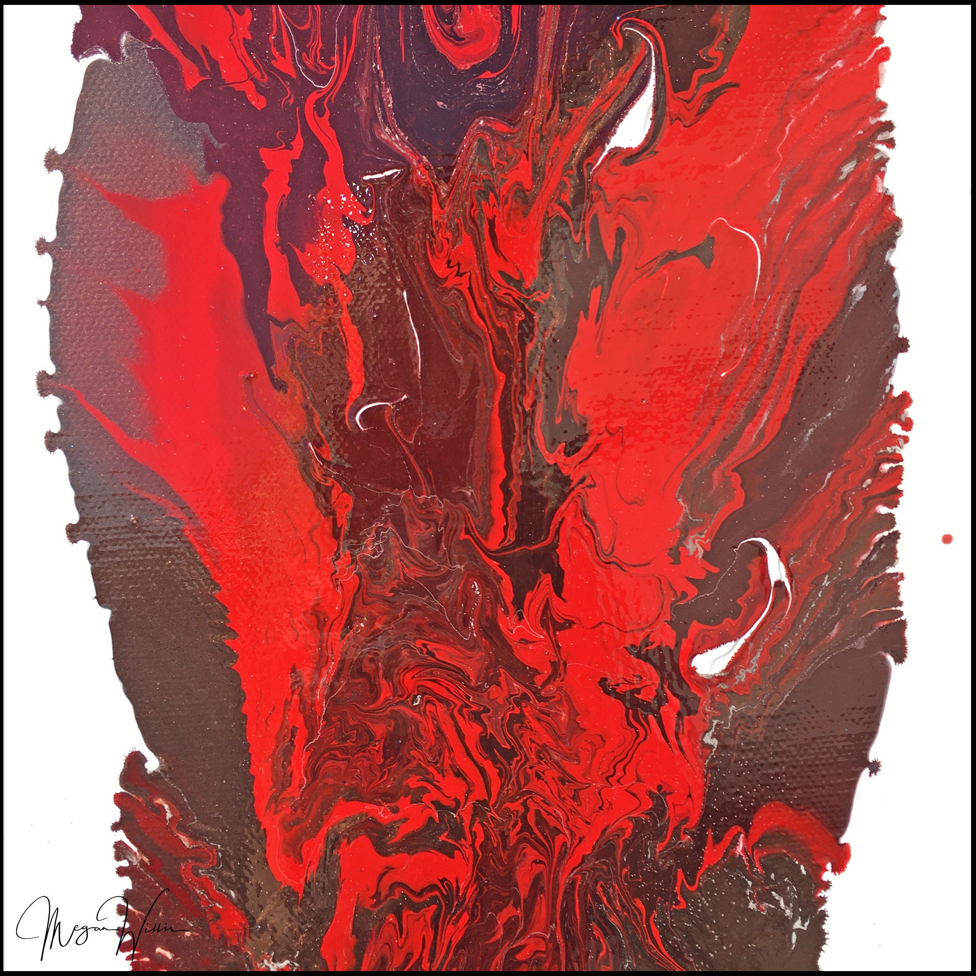 Red and Gold Abstract Painting Modern Original Art Medium Etsy