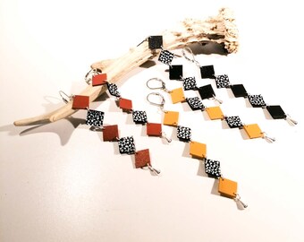 MISA dangling earrings - Variety of colors - Leather - silver-plated brass - Defilenvadrouille - handmade - French craftsmanship