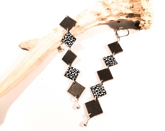 MISA dangling earrings - Chocolate brown - Leather - silver-plated brass - Defilenvadrouille - handmade jewelry - French craftsmanship