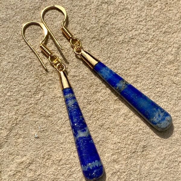 18K Gold Plated Lapis Lazuli Drop Earrings