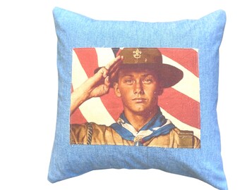 Boy Scout Pillow Cover, Americana Decor, Boy Scout Gift, BSA, Patriotic Pillow, Boy Scouts of America, Scout Salute, Scout Master Gift,