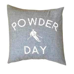 Powder Day Pillow Cover, Ski Pillow, Winter Cabin Pillow, Gift for Teenage Boy, Boys Room Decor, Ski Chalet Home Decor, Skier Gifts, 16x16