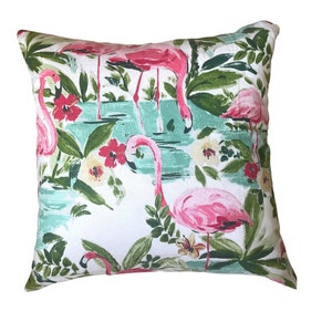 Pink Flamingo Pillow Cover, Multiple sizes, Tropical Bird Cushion, Flamingo Decor, Beach House Pillow, Coastal Pillow, Summer Cushion,