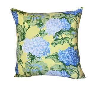 Floral Pillow Covers, Double Sided, Geraniums, Yellow Green Blue, Colorful Pillow, Floral Accent Pillow, Spring Pillow, Floral Cushion Cover