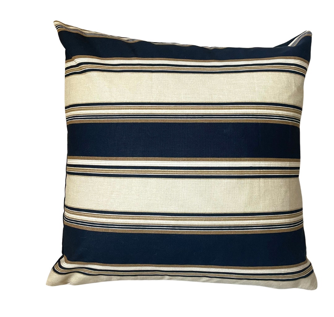 Striped Pillow Cover 20x20, Black and Tan Pillow Cover, Home Decor