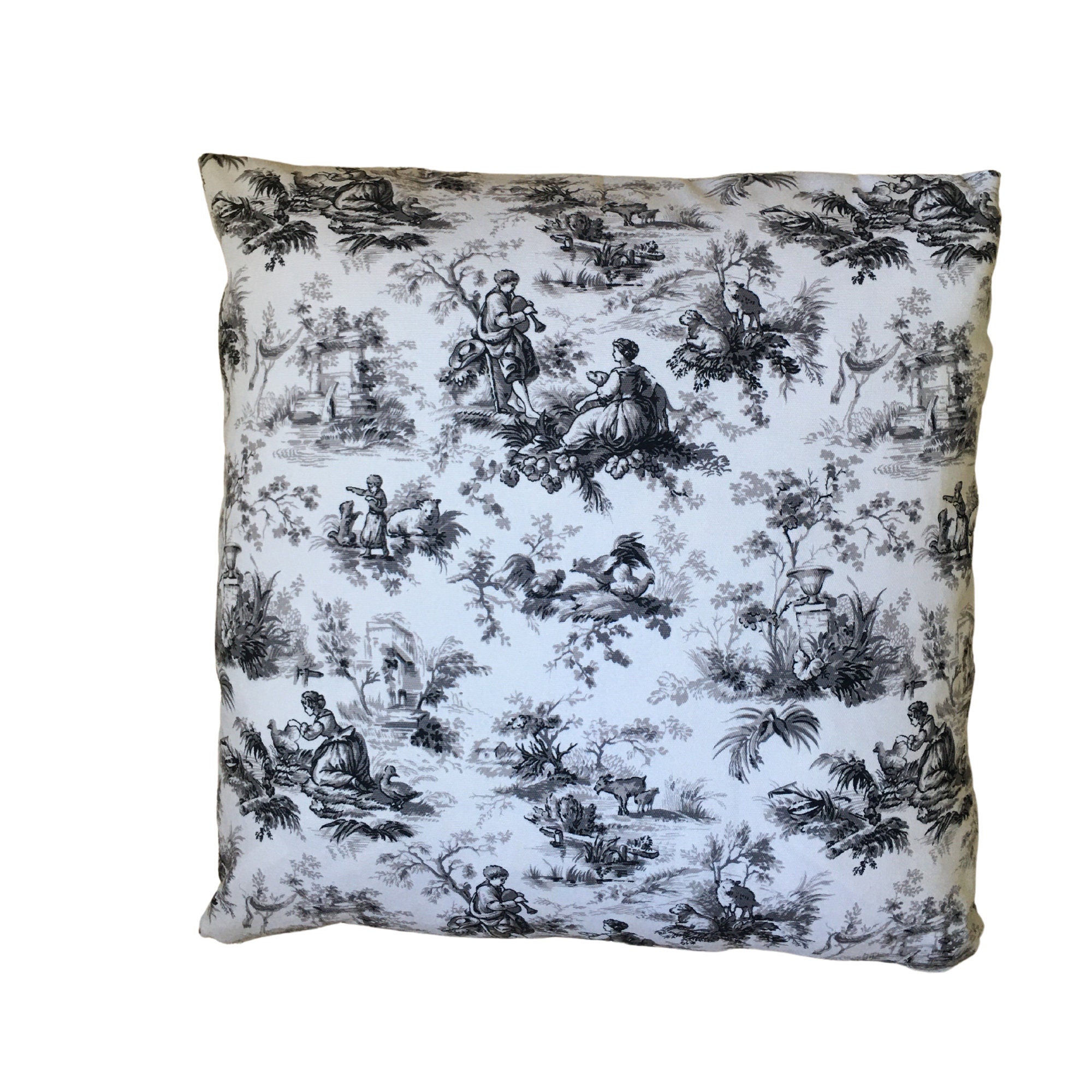 20 toile pillow cover Black/White Toile French Etsy