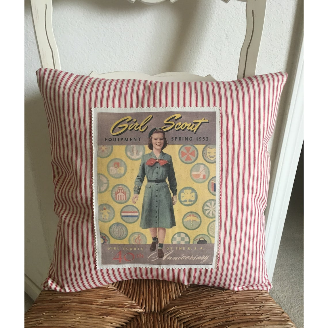 Girl Scout Pillow Vintage Americana Decor Girl Scout Gift Etsy